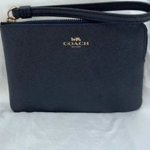 Coach Bubble Leather Wristlet, Navy Blue